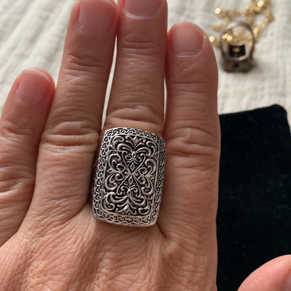 Statement Ring Silver With Scroll Detail - image 2